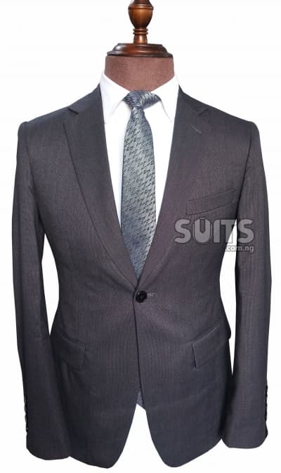 Dark Grey hidden same color striped business Suit by Pabbucci