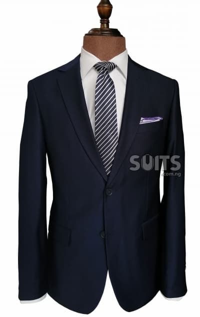 Plain Navyblue 2-button business Suit
