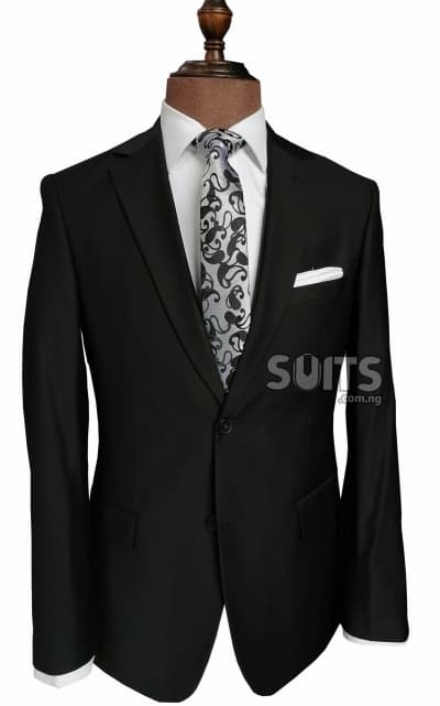 Plain Black 2-buttons business Suit