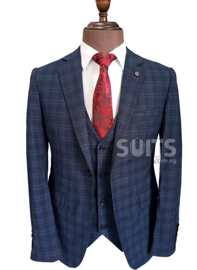 Navy-blue draft 3piece business Suit by Pabbucci
