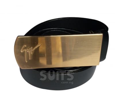 Black Leather Gold plated Head Belt By Zanotti