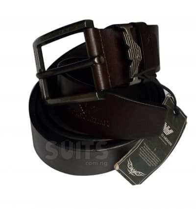 Dark Brown Leather Belt By Giorgio Armani
