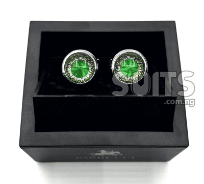 Green with light gold designed cufflinks