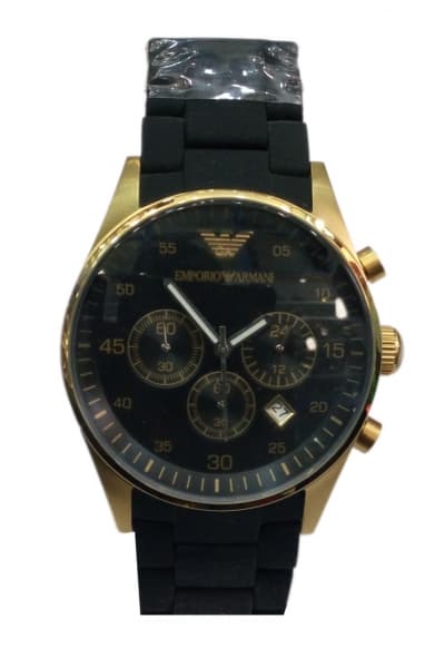 Emporio Armani  Black Silicon Strap Chronograph Watch
