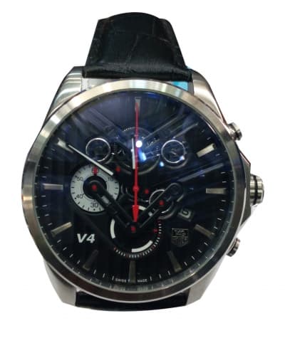Tag Heuer V4 Chronograph Watch Black Leather Strap