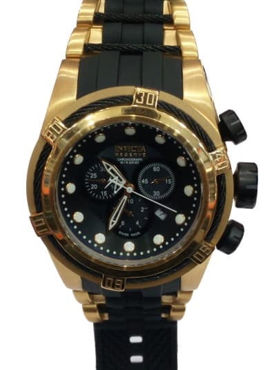 Invicta Reserve Bolt Rose Gold Chronograph Black Rubber Strap
