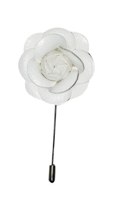 White Leather Lapel Pin