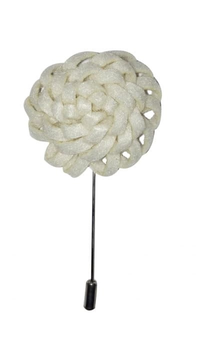 White Interweaved Lapel Flower