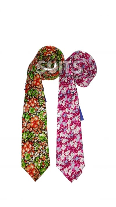 Flowered Design Ties - Medium